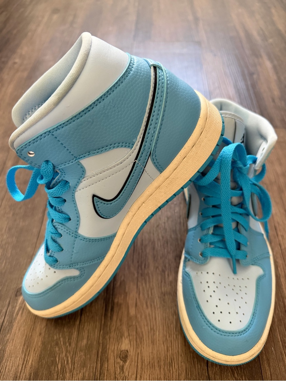 Nike Air Jordan 1 Mid SE Ice Blue White High-Top Sneakers Leather Shoes Y2K 7.5